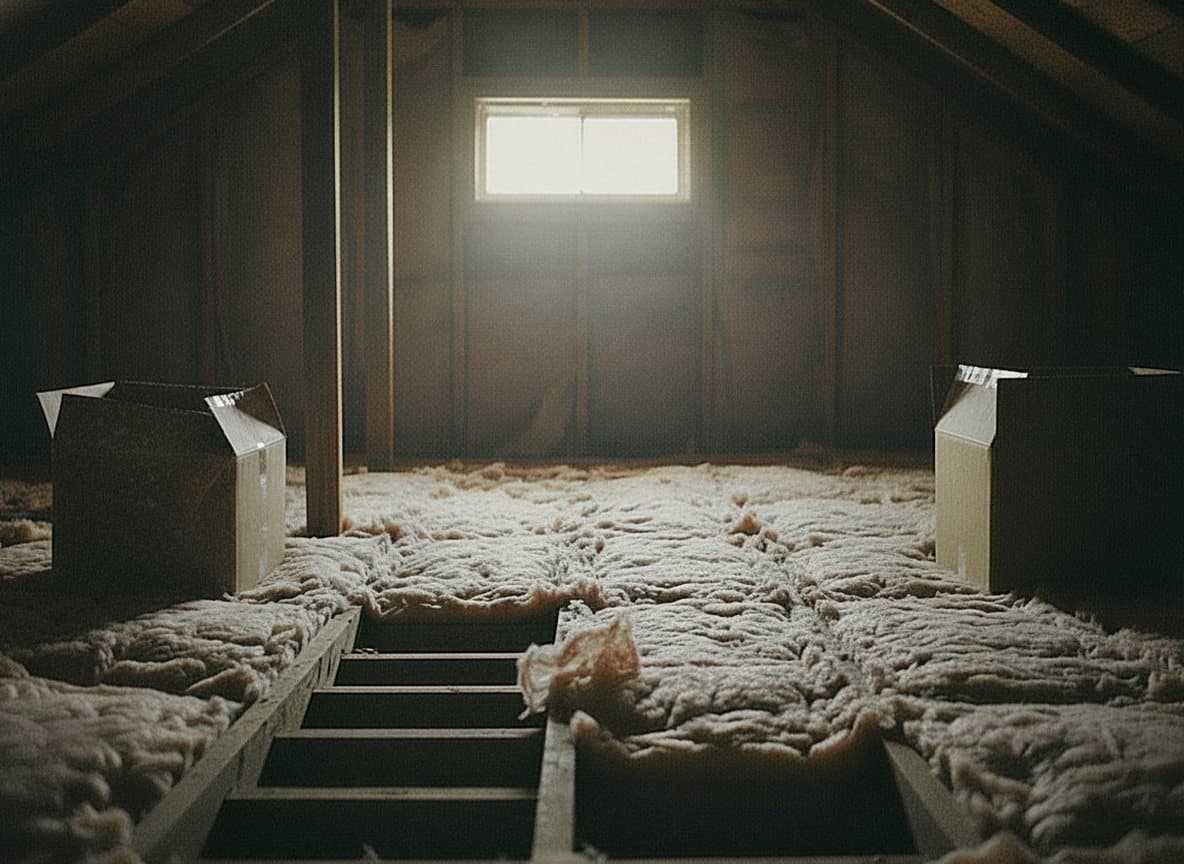 Leaky attic with uneven old insulation