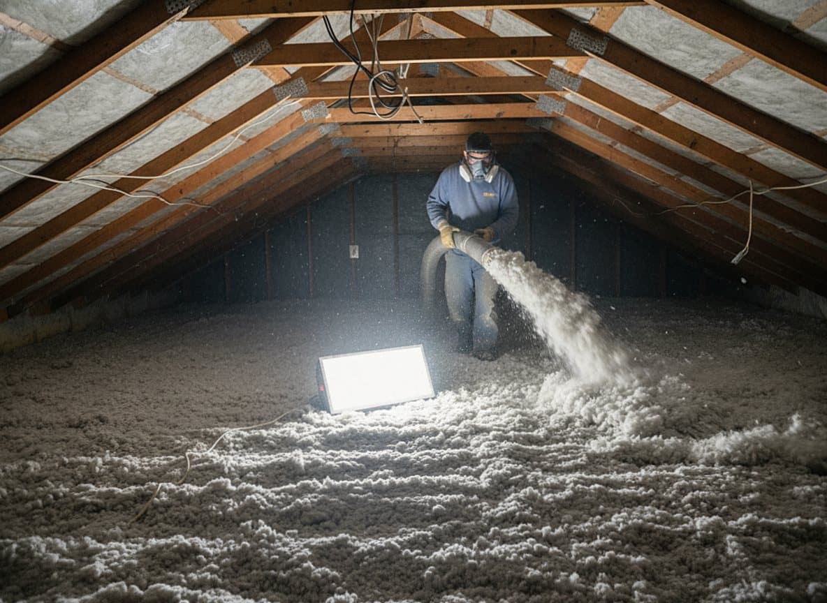 Foam being applied to attic cavity