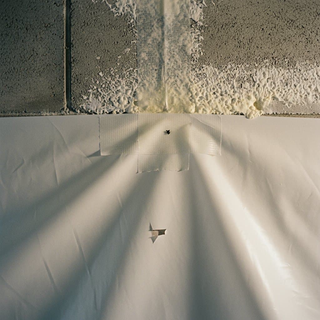 Sealed seam detail on vapor barrier