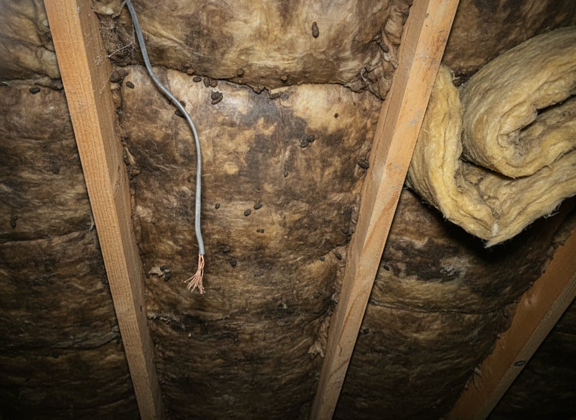Damaged and degraded old insulation