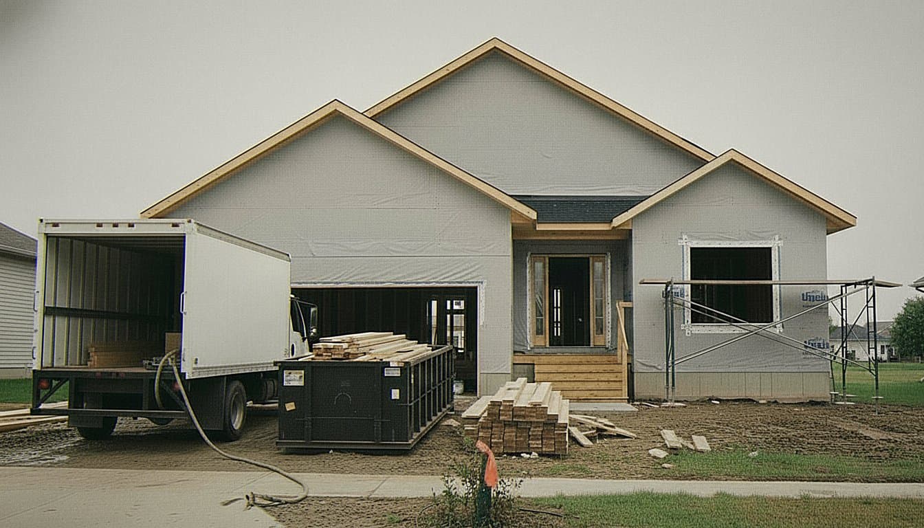 House exterior with open framing