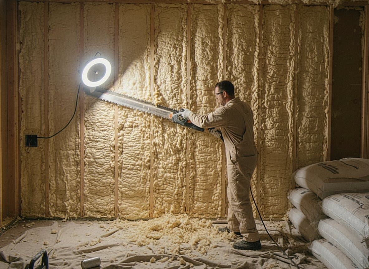 Trimming foam flush with wall frame