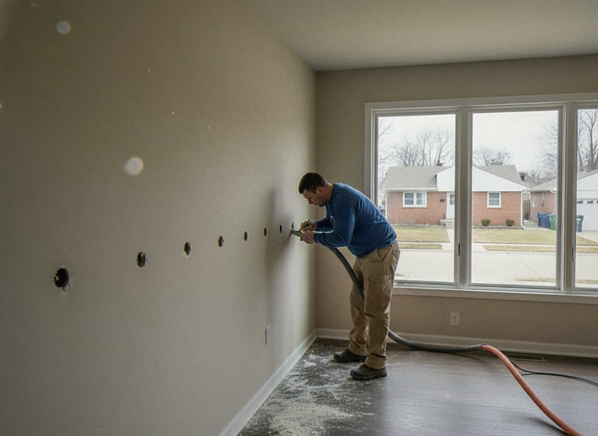 Foam injection into existing wall